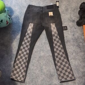 Amicci Flared Checkered Black Jeans, Size 32